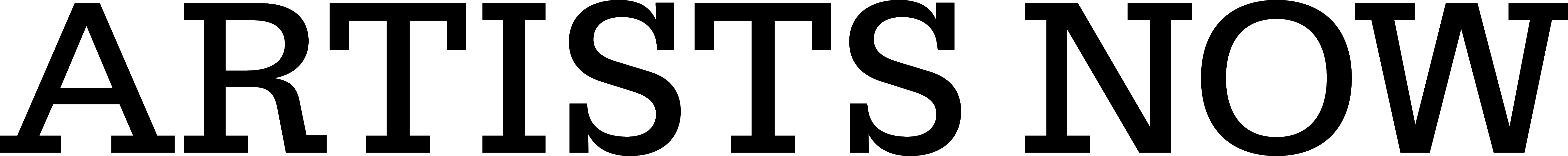Artists_Now_Logotype_Black_CMYK (002) Black capitalised text of the words Artists Now