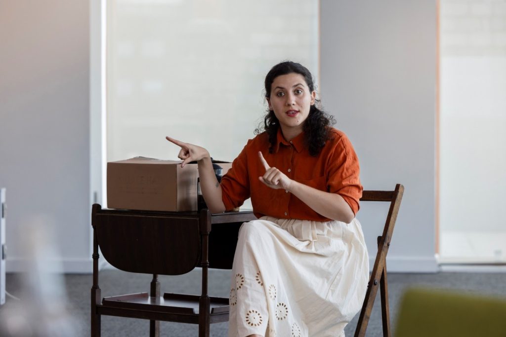 Presenter talking at the Future of Practice Research event